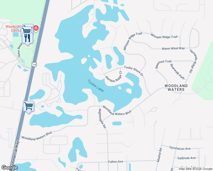 map of restaurants, bars, coffee shops, grocery stores, and more near 10430 Ramble Ridge Court in Spring Hill