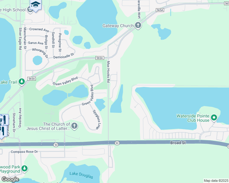 map of restaurants, bars, coffee shops, grocery stores, and more near 1023 Green Gate Boulevard in Groveland