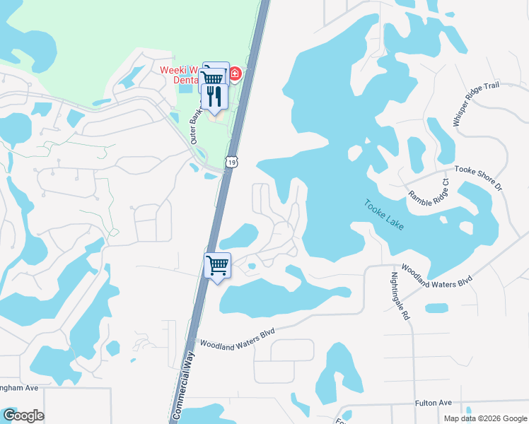 map of restaurants, bars, coffee shops, grocery stores, and more near 9569 Gray Fox Dr in Weeki Wachee