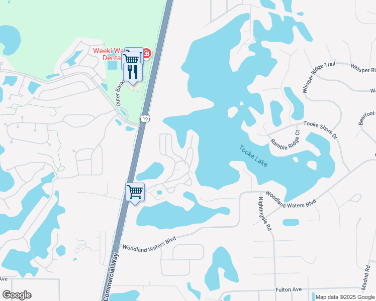 map of restaurants, bars, coffee shops, grocery stores, and more near 9488 Cougar Drive in Brooksville