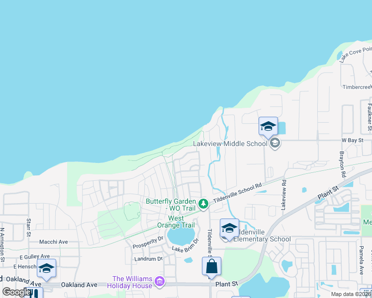 map of restaurants, bars, coffee shops, grocery stores, and more near 1224 Union Club Drive in Winter Garden
