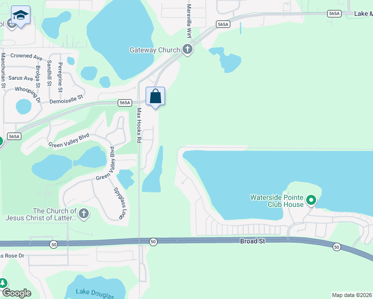 map of restaurants, bars, coffee shops, grocery stores, and more near 329 Blue Cypress Drive in Groveland