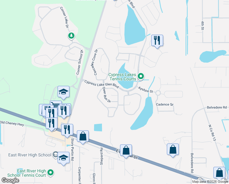 map of restaurants, bars, coffee shops, grocery stores, and more near 2193 Hammock Moss Drive in Orlando