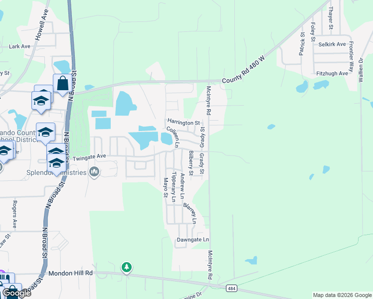 map of restaurants, bars, coffee shops, grocery stores, and more near 5011 Twingate Avenue in Brooksville