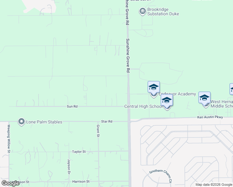 map of restaurants, bars, coffee shops, grocery stores, and more near 13381 Sun Road in Brooksville