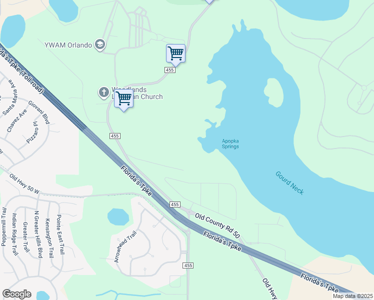map of restaurants, bars, coffee shops, grocery stores, and more near 16249 Magnolia Creek Lane in Montverde