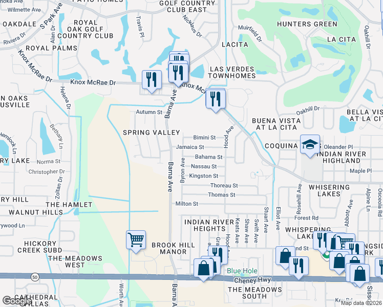 map of restaurants, bars, coffee shops, grocery stores, and more near 1740 Bahama Street in Titusville
