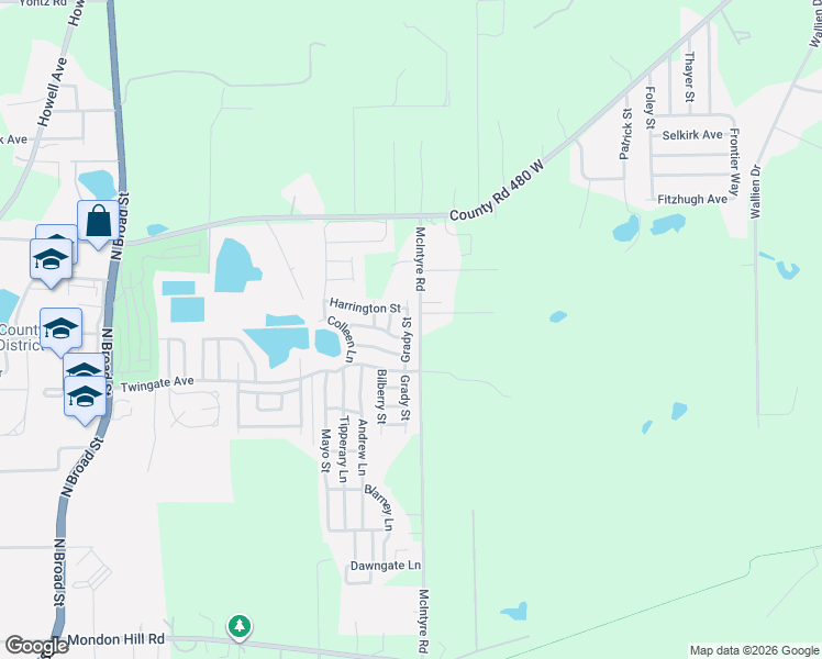 map of restaurants, bars, coffee shops, grocery stores, and more near 9451 McIntyre Rd in Brooksville