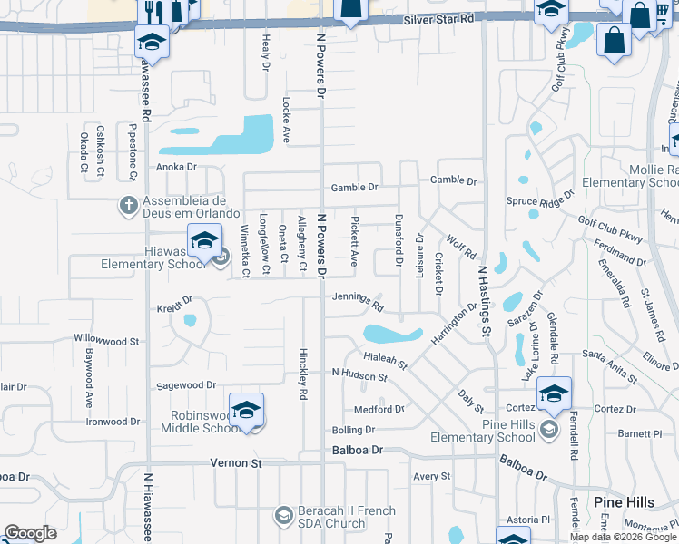 map of restaurants, bars, coffee shops, grocery stores, and more near 6137 Tebbetts Drive in Orlando