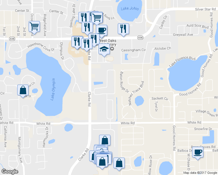map of restaurants, bars, coffee shops, grocery stores, and more near 1924 Rachels Ridge Loop in Ocoee