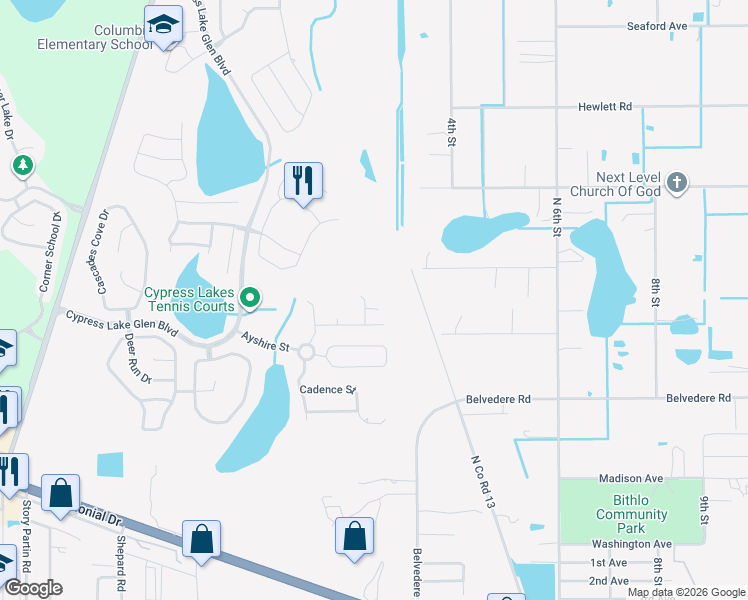 map of restaurants, bars, coffee shops, grocery stores, and more near 1641 Candela Court in Orlando