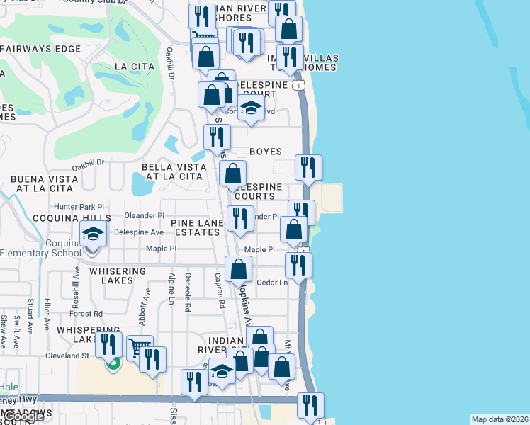 map of restaurants, bars, coffee shops, grocery stores, and more near 4017 Mount Sterling Avenue in Titusville