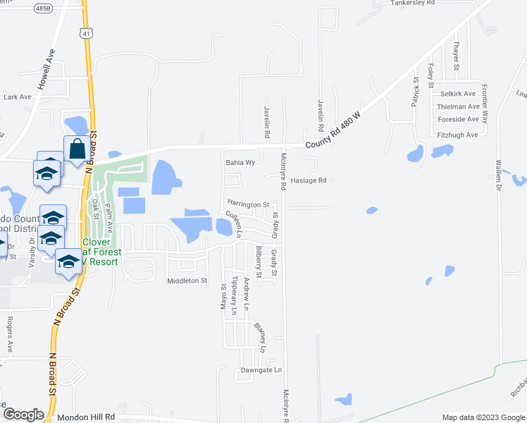 map of restaurants, bars, coffee shops, grocery stores, and more near 5344 Cork Street in Brooksville