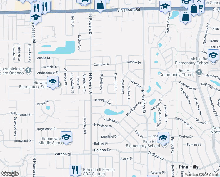 map of restaurants, bars, coffee shops, grocery stores, and more near 6049 Wedgewood Circle in Orlando