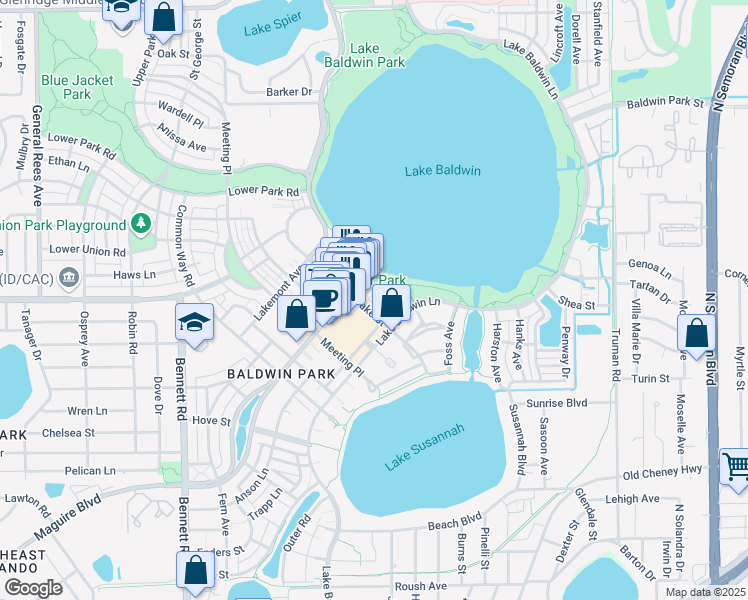map of restaurants, bars, coffee shops, grocery stores, and more near 1780 Welham Street in Orlando