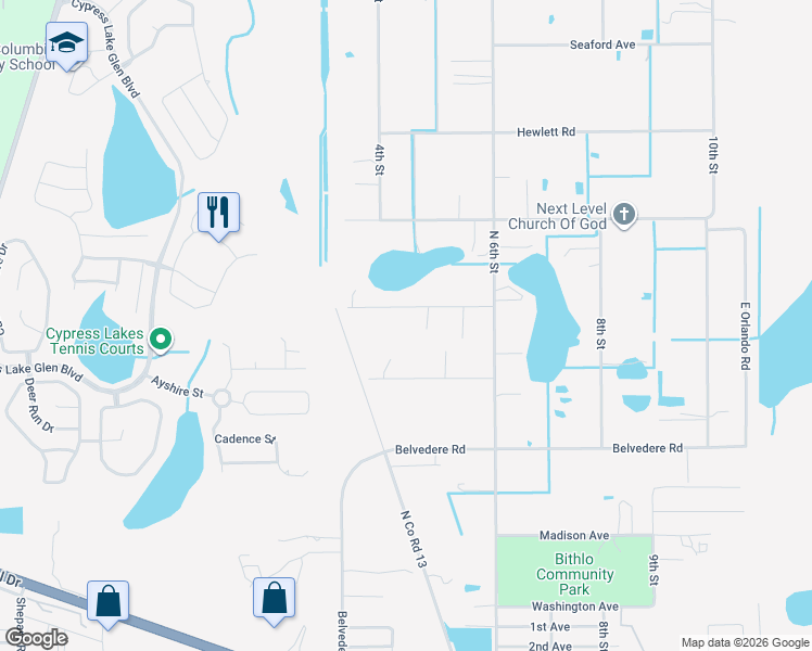 map of restaurants, bars, coffee shops, grocery stores, and more near 18166 Lynbrook Road in Orlando