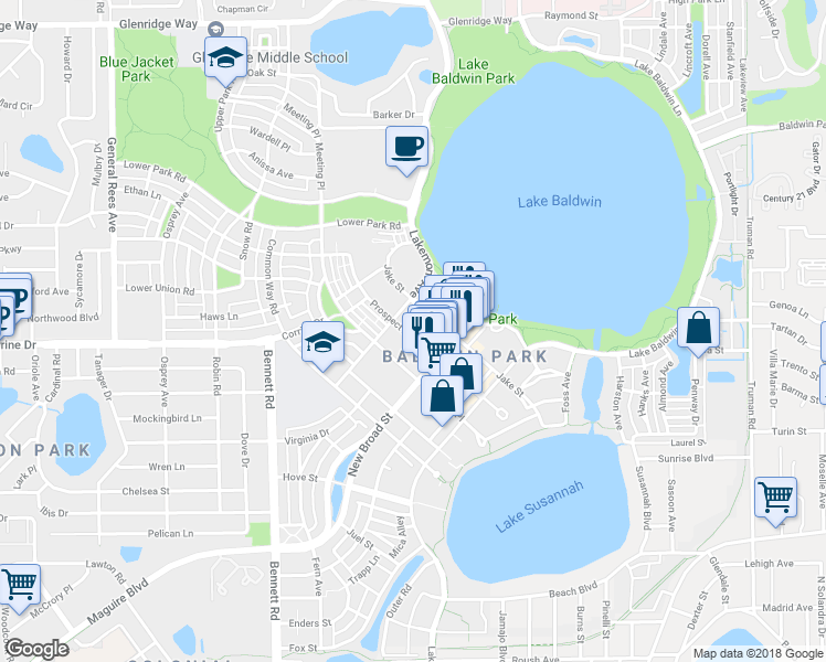 map of restaurants, bars, coffee shops, grocery stores, and more near 1875 Lakemont Avenue in Orlando