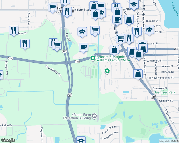 map of restaurants, bars, coffee shops, grocery stores, and more near 2022-2050 West Princeton Street in Orlando