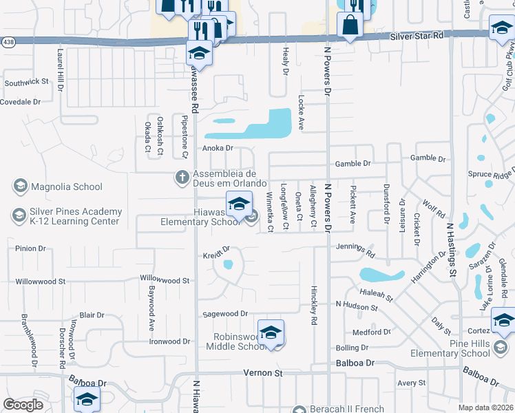 map of restaurants, bars, coffee shops, grocery stores, and more near 6801 Nawadaha Boulevard in Orlando