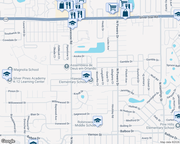 map of restaurants, bars, coffee shops, grocery stores, and more near 6801 Nawadaha Boulevard in Orlando