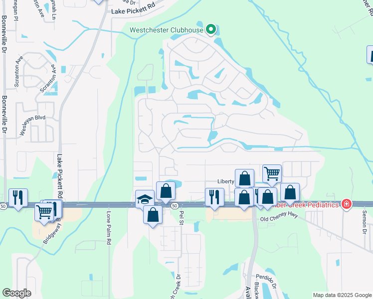 map of restaurants, bars, coffee shops, grocery stores, and more near 14429 Congress Street in Orlando