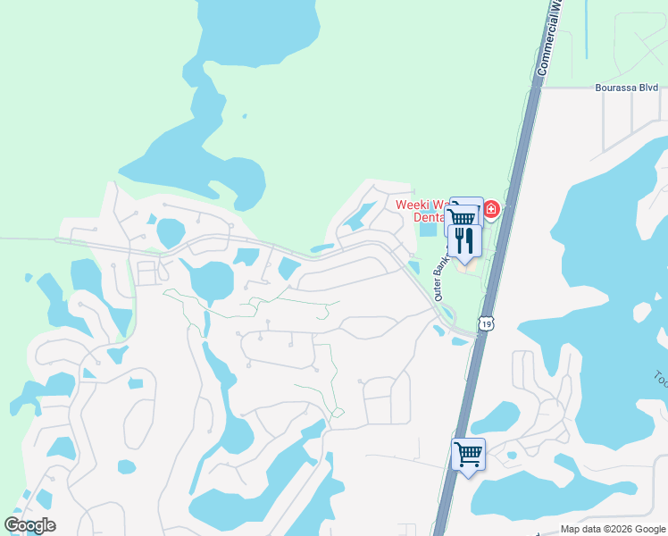 map of restaurants, bars, coffee shops, grocery stores, and more near 9340 Fox Hollow Lane in Brooksville