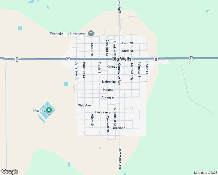 map of restaurants, bars, coffee shops, grocery stores, and more near 1504 Indiana in Big Wells