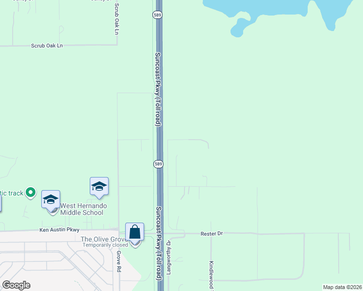 map of restaurants, bars, coffee shops, grocery stores, and more near 15144 Bronco Lane in Brooksville
