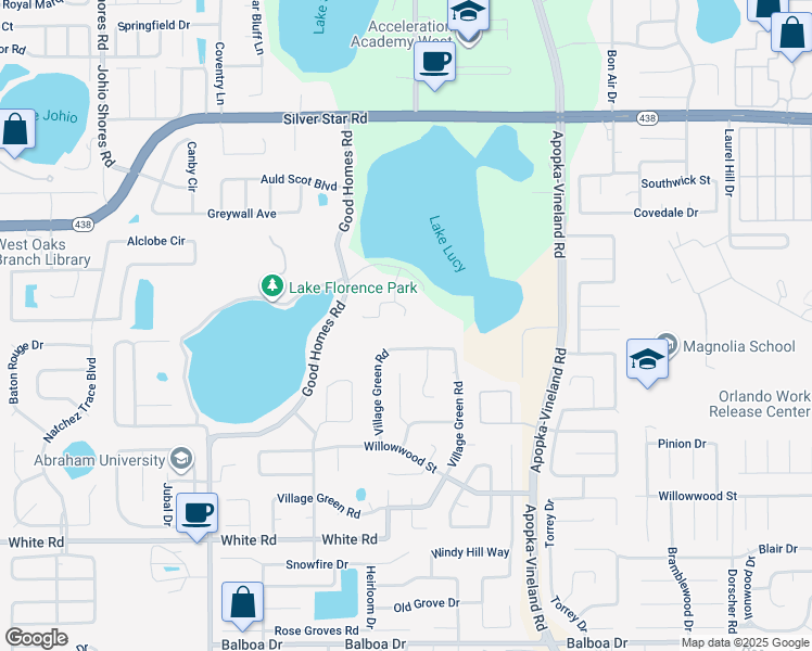 map of restaurants, bars, coffee shops, grocery stores, and more near 8319 Lainie Lane in Orlando