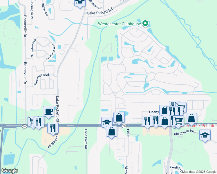 map of restaurants, bars, coffee shops, grocery stores, and more near 1740 Inverary Drive in Orlando