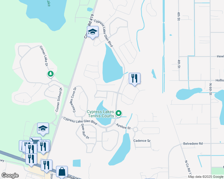 map of restaurants, bars, coffee shops, grocery stores, and more near 17865 Olive Oak Way in Orlando