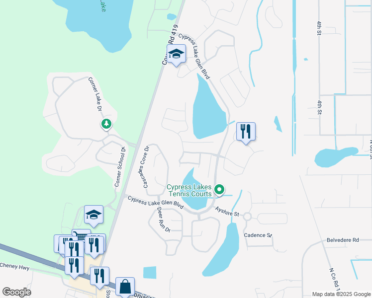 map of restaurants, bars, coffee shops, grocery stores, and more near 17817 Olive Oak Way in Orlando