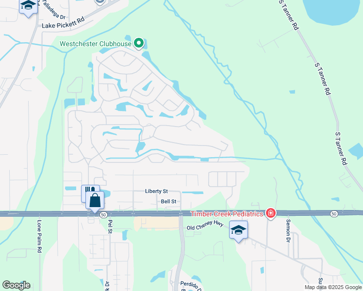 map of restaurants, bars, coffee shops, grocery stores, and more near 14500-14944 Firestone Street in Orlando