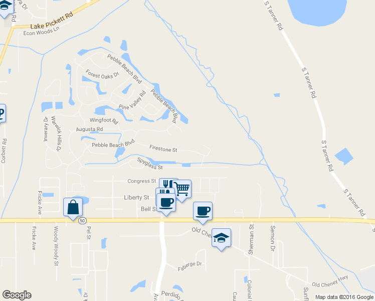 map of restaurants, bars, coffee shops, grocery stores, and more near 14909 Firestone Street in Orlando