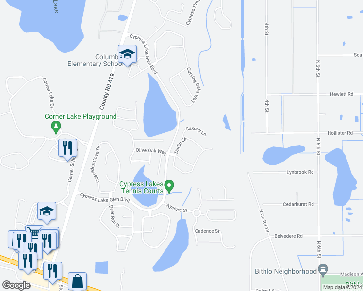 map of restaurants, bars, coffee shops, grocery stores, and more near 1837 Darlin Circle in Orlando