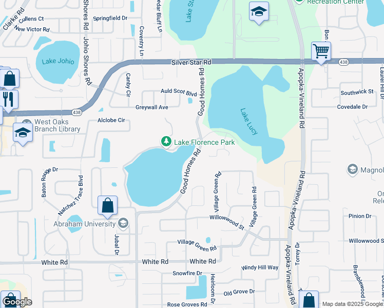 map of restaurants, bars, coffee shops, grocery stores, and more near 2001 Good Homes Road in Orlando