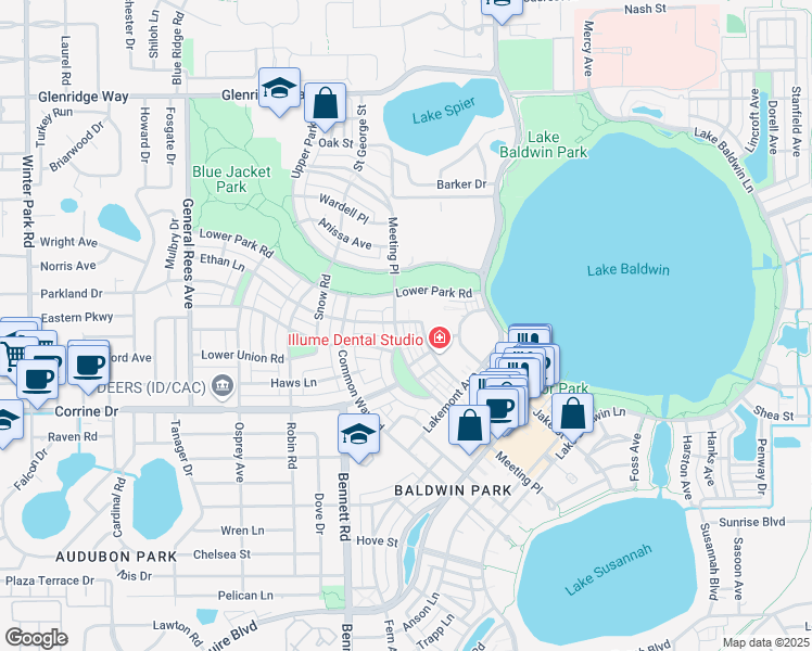 map of restaurants, bars, coffee shops, grocery stores, and more near 2085 Coulson Alley in Orlando