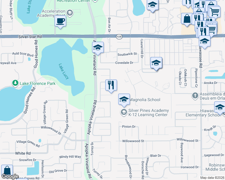 map of restaurants, bars, coffee shops, grocery stores, and more near 7713 Chaplin Lane in Orlando