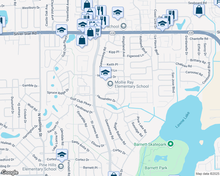 map of restaurants, bars, coffee shops, grocery stores, and more near 2000 Beecher Street in Orlando