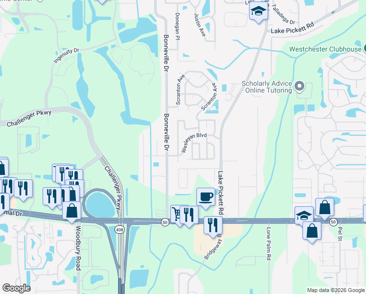 map of restaurants, bars, coffee shops, grocery stores, and more near 1813 Annapolis Avenue in Orlando