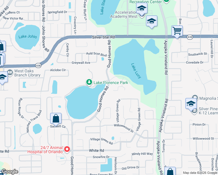 map of restaurants, bars, coffee shops, grocery stores, and more near 8456 Lainie Lane in Orlando