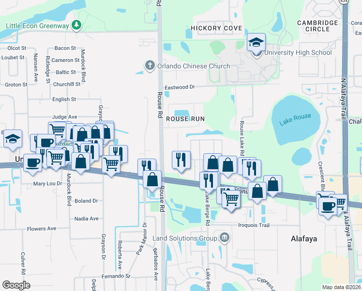 map of restaurants, bars, coffee shops, grocery stores, and more near 1917 Kamler Avenue in Orlando
