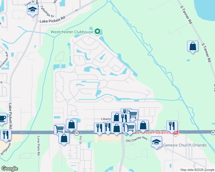map of restaurants, bars, coffee shops, grocery stores, and more near 14481 Augusta Road in Orlando