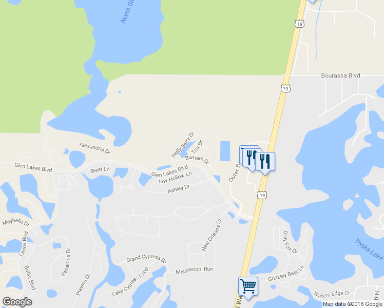 map of restaurants, bars, coffee shops, grocery stores, and more near 10085 Tria Drive in Brooksville