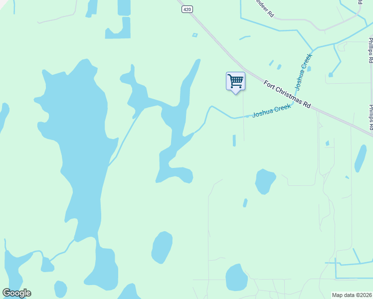 map of restaurants, bars, coffee shops, grocery stores, and more near 21280 Fort Christmas Road in Christmas