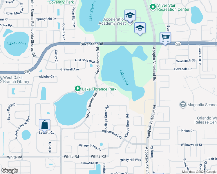 map of restaurants, bars, coffee shops, grocery stores, and more near 8346 Lake Lucy Drive in Orlando