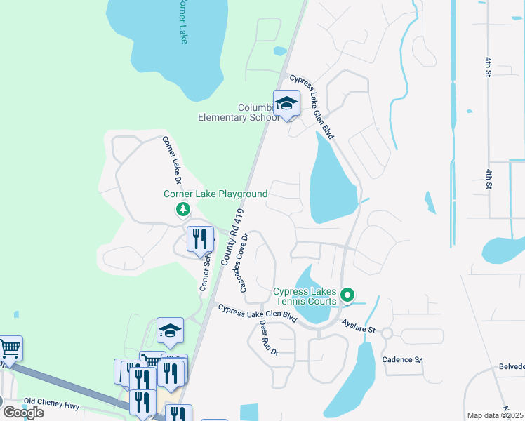 map of restaurants, bars, coffee shops, grocery stores, and more near 2356 Holly Pine Circle in Orlando