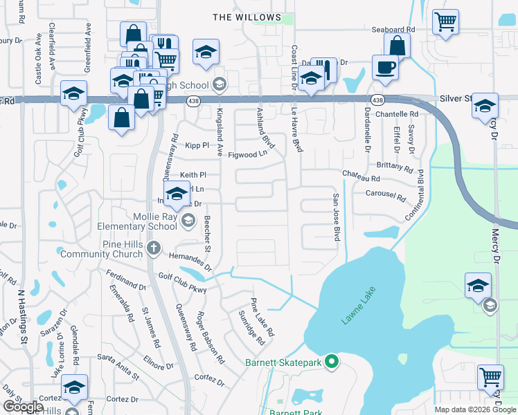 map of restaurants, bars, coffee shops, grocery stores, and more near 4837 Indialantic Drive in Orlando