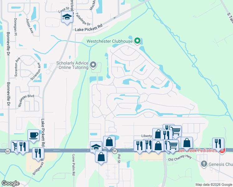 map of restaurants, bars, coffee shops, grocery stores, and more near 14302 Augusta Rd in Orlando