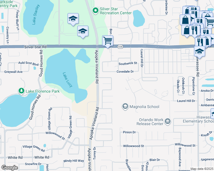 map of restaurants, bars, coffee shops, grocery stores, and more near 7712 Greytwig Lane in Orlando